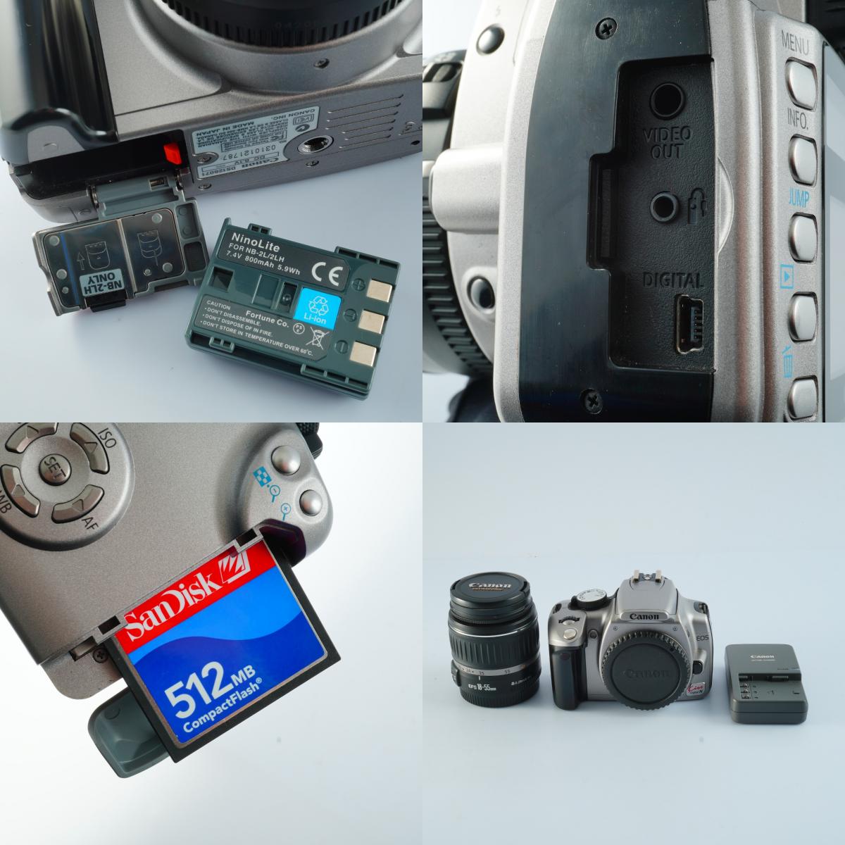 Canon EOS Kiss Digital N + EF-S 18-55mm F3.5-5.6 Ⅱ USM + CF Card 512MB デジタル一眼レフカメラ