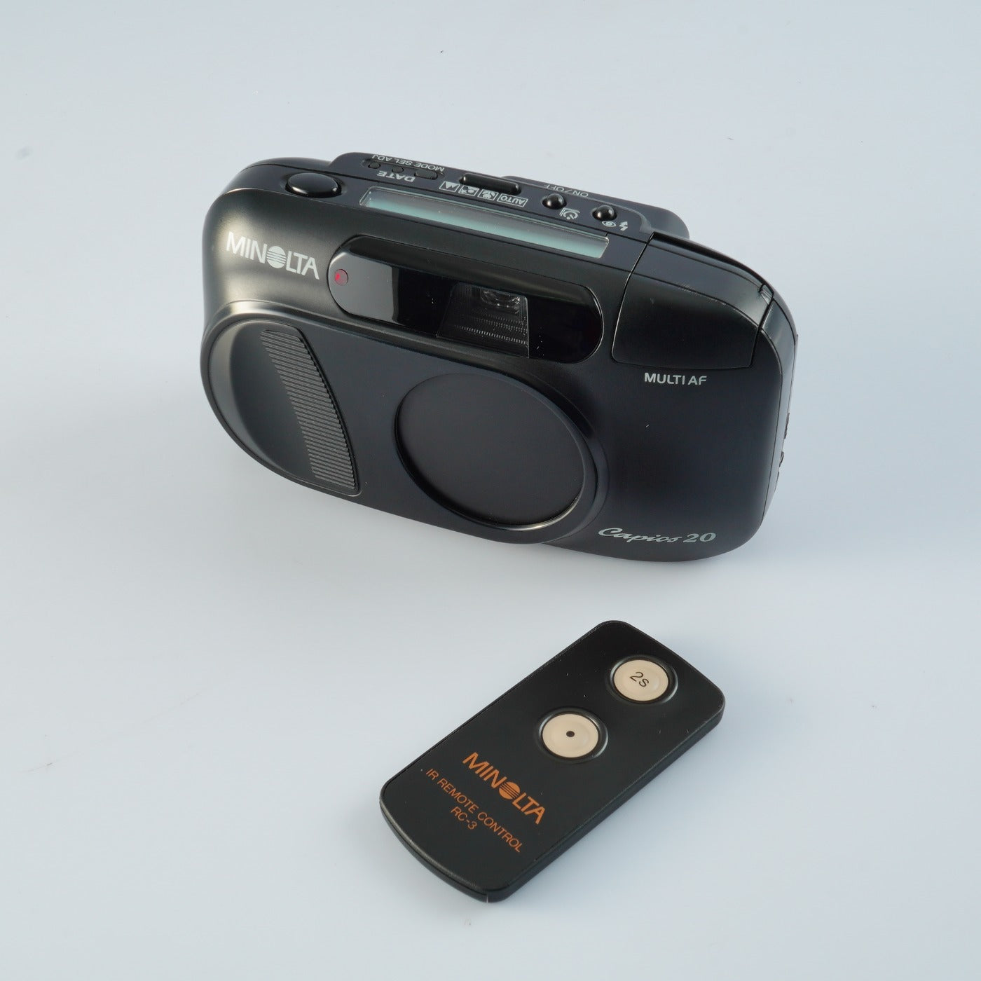 MINOLTA Capios 20 Black + IR REMOTE CONTROL RC-3 コンパクトフィルムカメラ