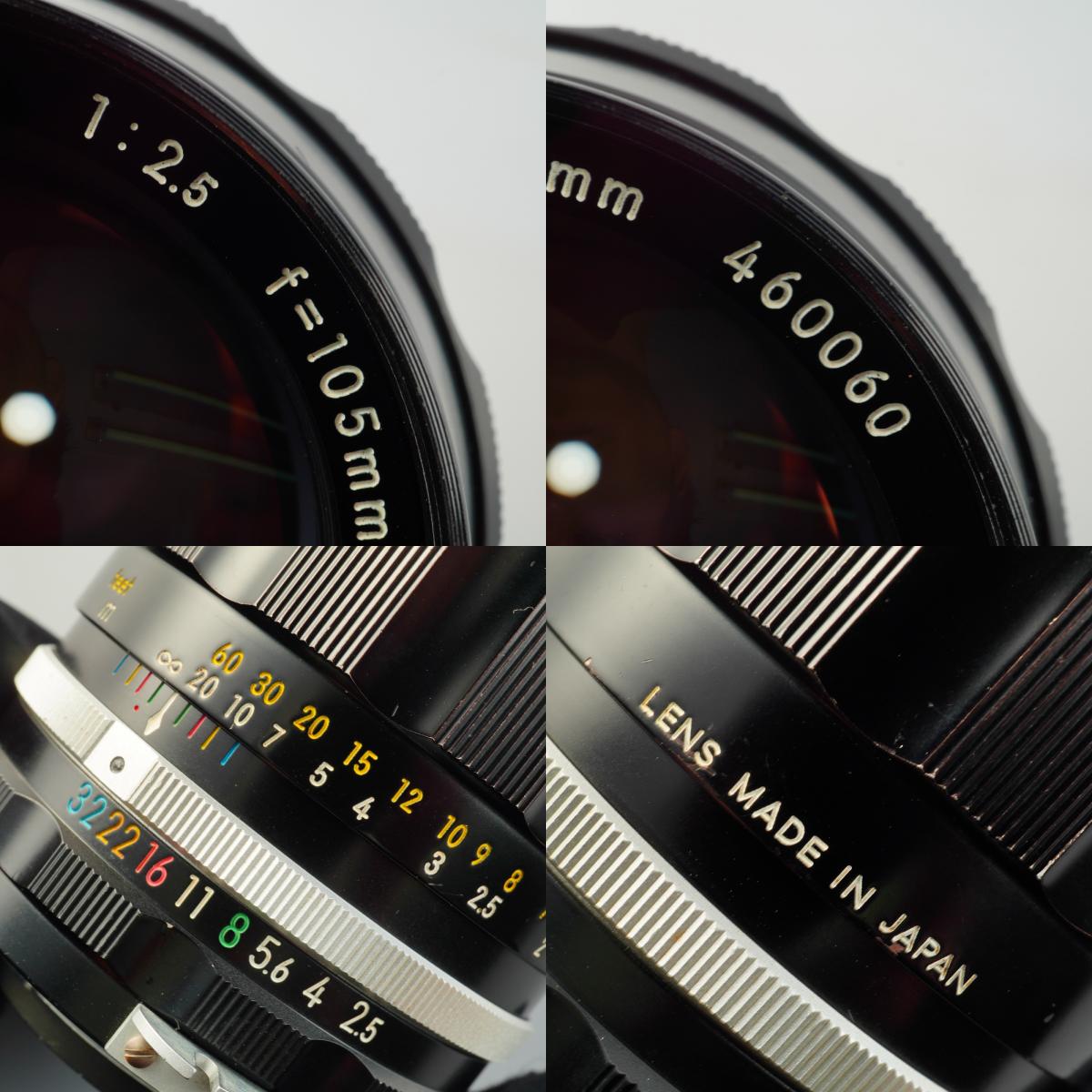【Serviced】 Nikon 非Ai NIKKOR-P Auto 105mm F/2.5 単焦点レンズ
