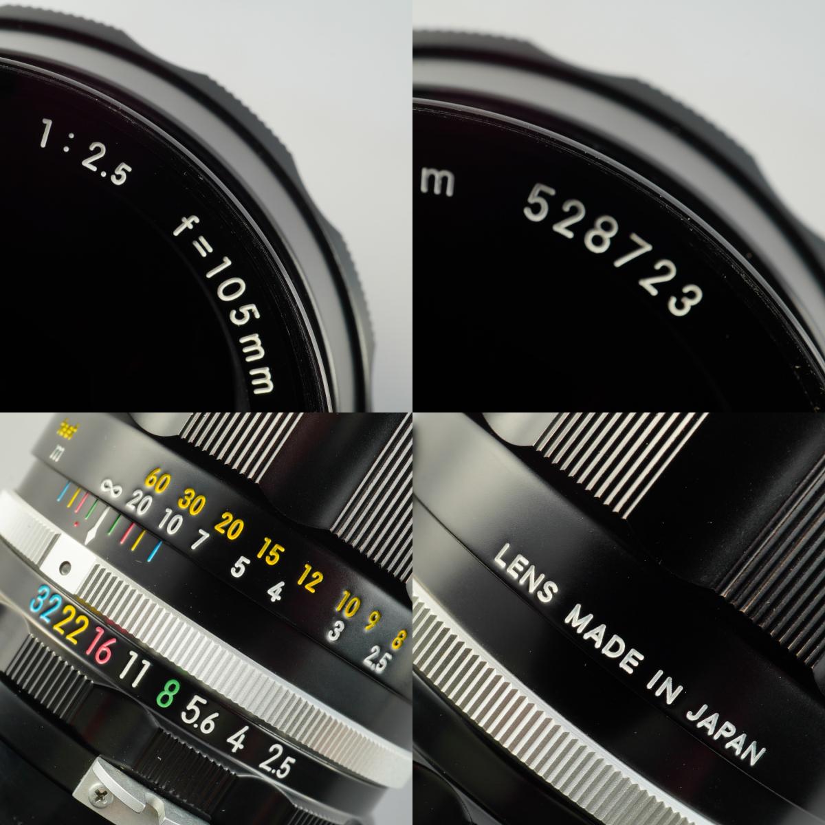 【Serviced】 Nikon 非Ai NIKKOR-P.C Auto 105mm F/2.5 単焦点レンズ