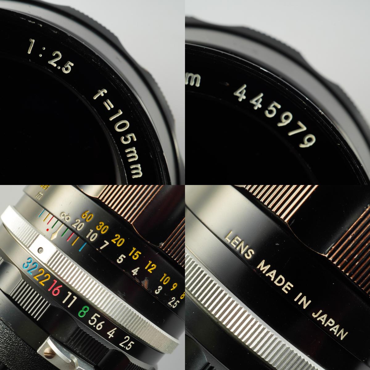 【Serviced】 Nikon 非Ai NIKKOR-P Auto 105mm F/2.5 単焦点レンズ