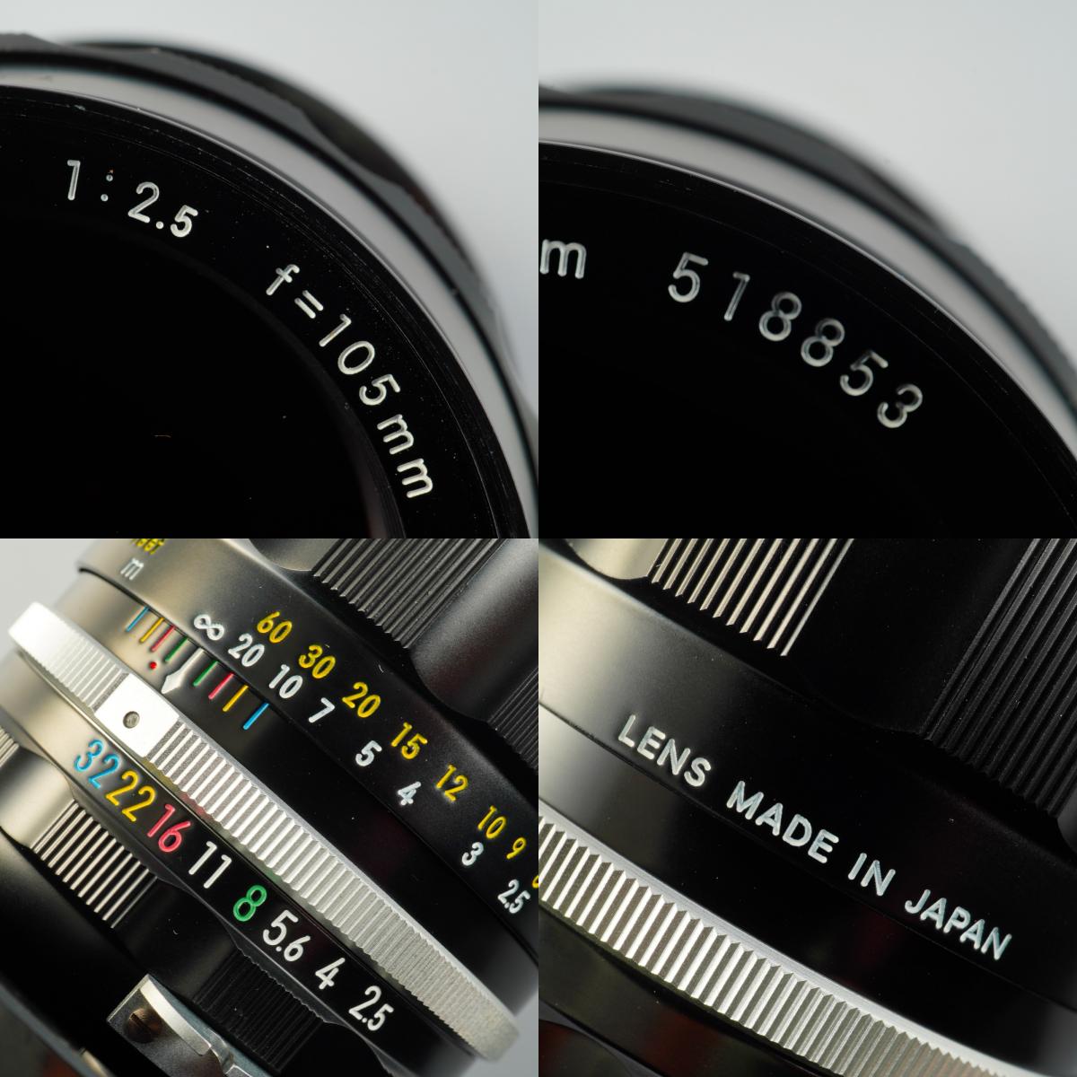 【Serviced】 Nikon 非Ai NIKKOR-P.C Auto 105mm F/2.5 単焦点レンズ