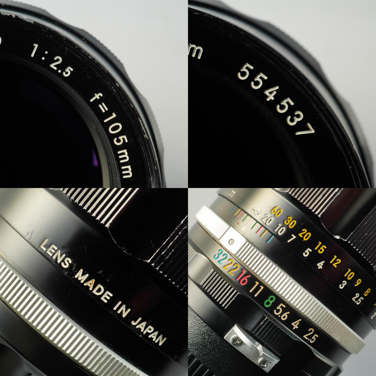 【Serviced】 Nikon 非Ai NIKKOR-P.C Auto 105mm F/2.5 単焦点レンズ
