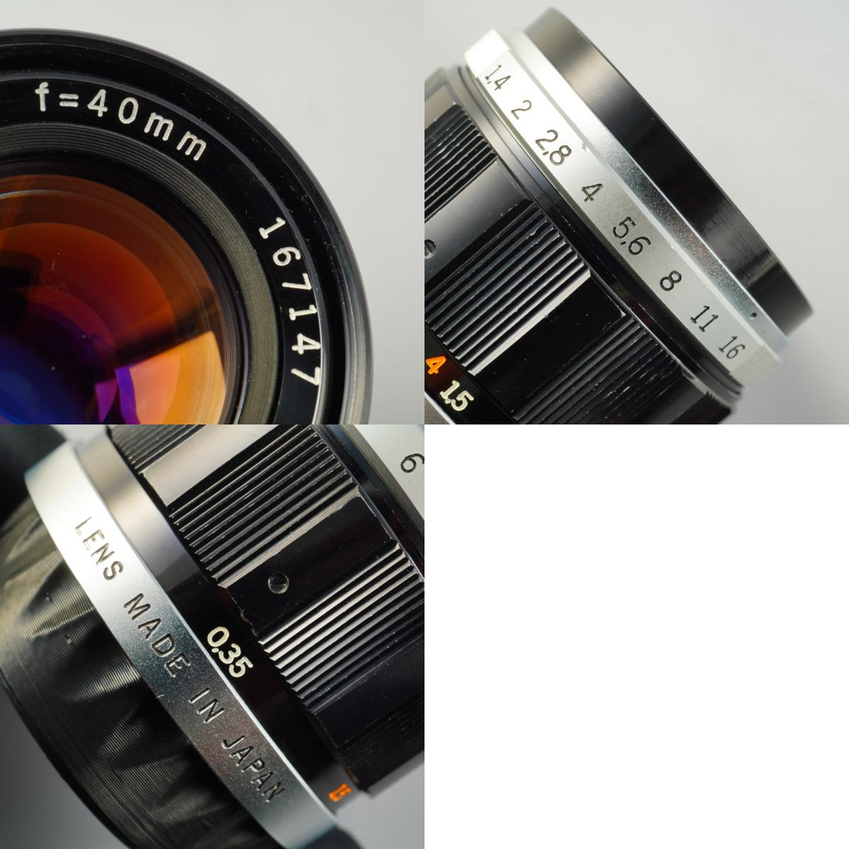 【Serviced】 OLYMPUS G.ZUIKO AUTO-S 40mm F/1.4 for PEN FT / FV / F 単焦点レンズ