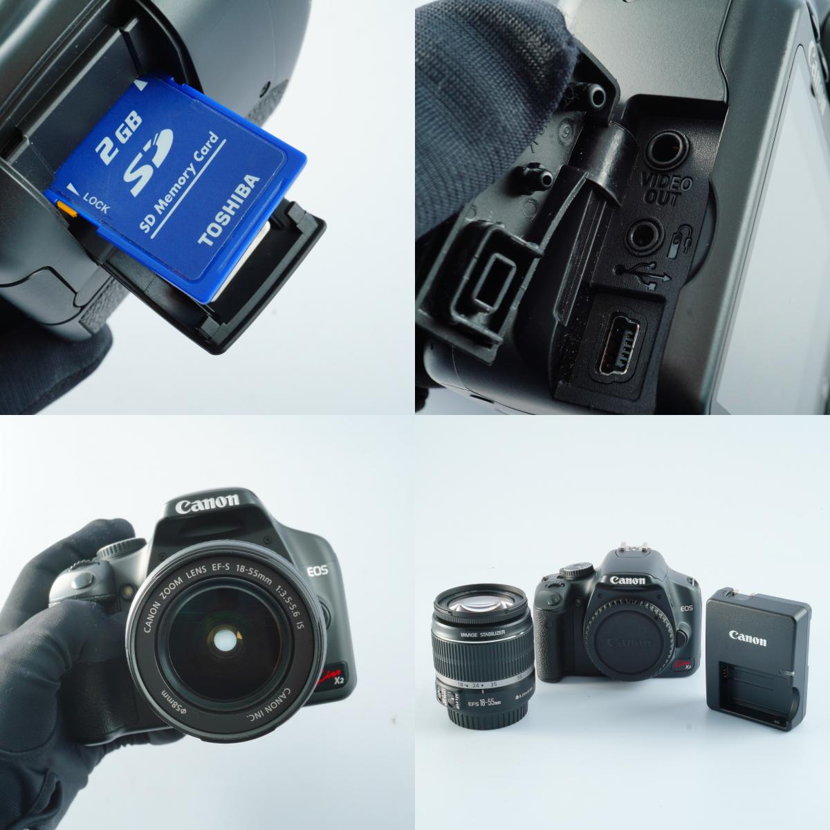 Canon EOS Kiss X2 (Rebel XSi) + EF-S 18-55mm F3.5-5.6 IS + SD 2GB デジタル一眼レフカメラ