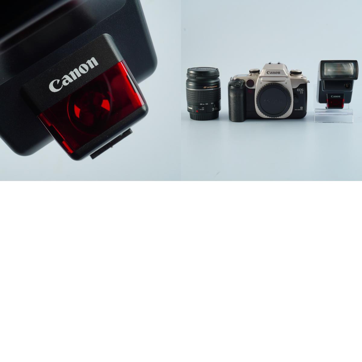 Canon EOS 55 (ELAN II) ＋ EF 28-80mm F/3.5-5.6 V USM + SPEEDLITE 300EZ AF フィルム一眼レフカメラ