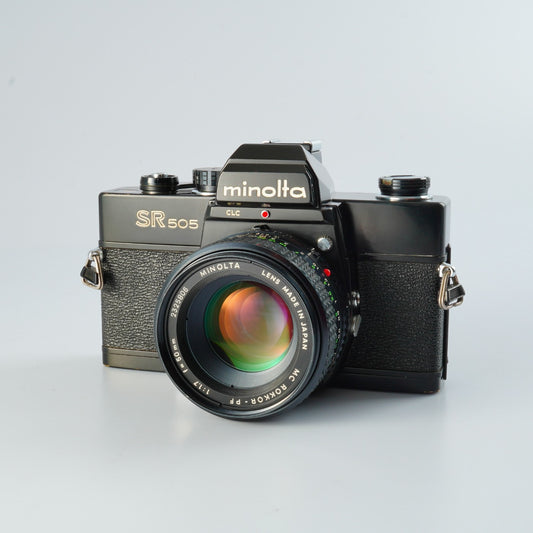 【Serviced & Tested】 MINOLTA SR505 Black + MC ROKKOR-PF 50mm F/1.7 MF フィルム一眼レフカメラ