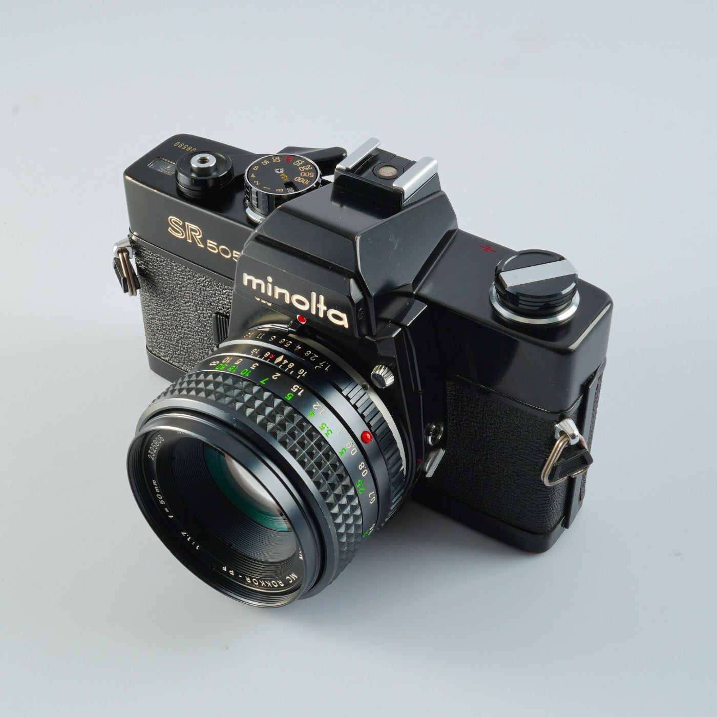 【Serviced & Tested】 MINOLTA SR505 Black + MC ROKKOR-PF 50mm F/1.7 MF フィルム一眼レフカメラ