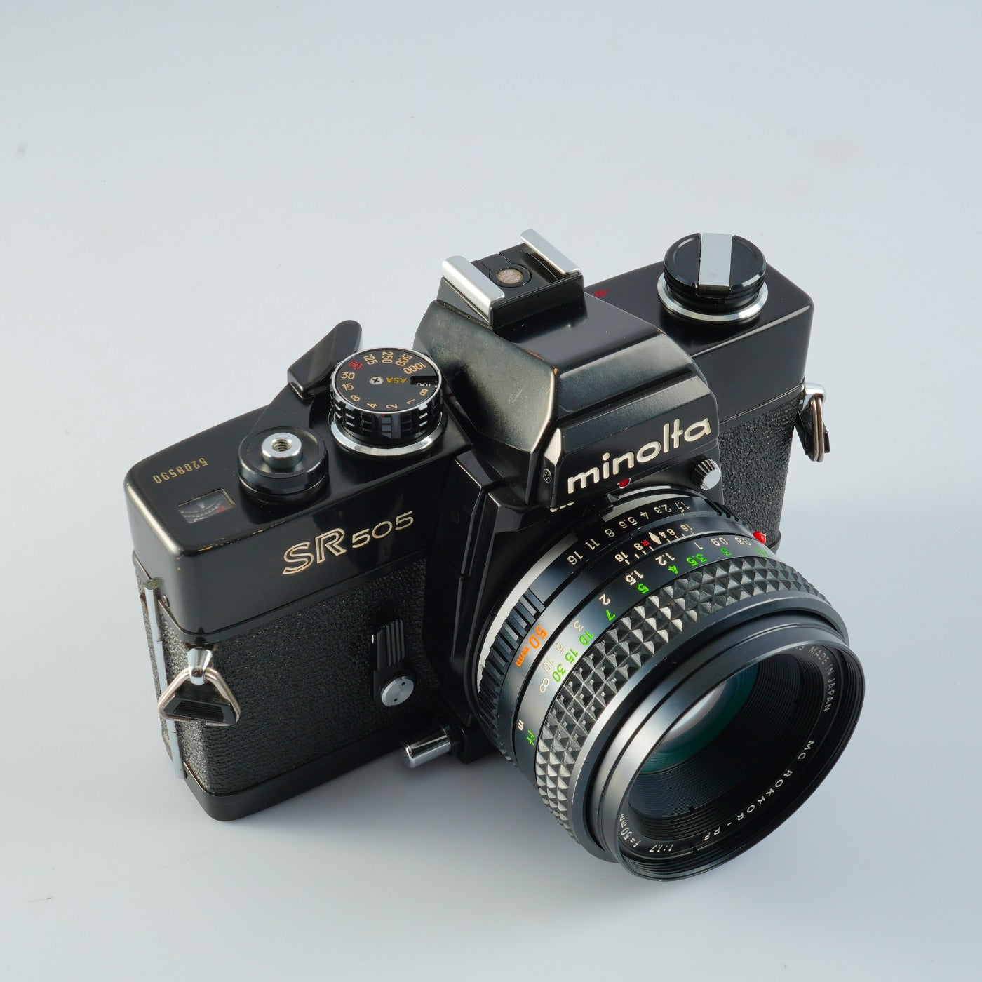【Serviced & Tested】 MINOLTA SR505 Black + MC ROKKOR-PF 50mm F/1.7 MF フィルム一眼レフカメラ