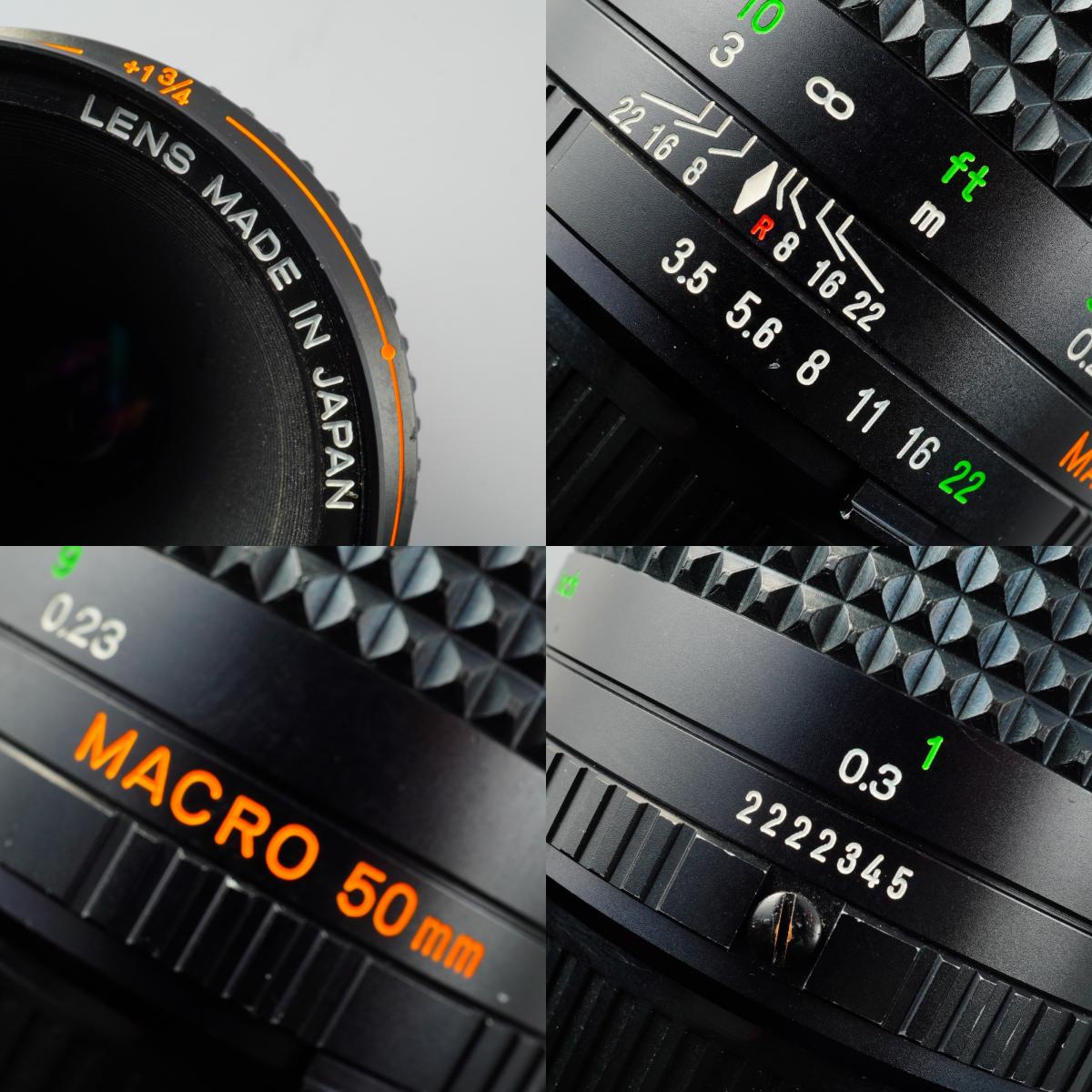 MINOLTA MD MACRO ROKKOR 50mm F/3.5 prime lens