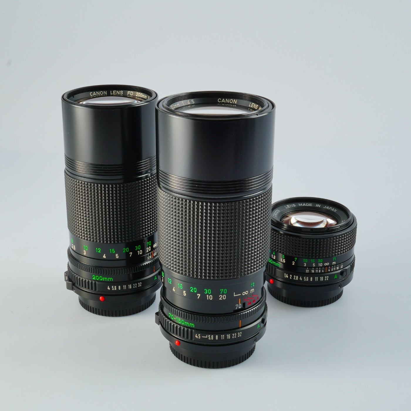 Canon New FD 50mm F/1.4 + 70-150mm F/4.5 + 200mm F/4 単焦点レンズ
