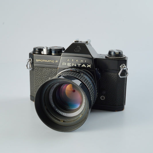 【Serviced & Tested】 PENTAX F SPF BLACK + SMC TAKUMAR 50mm F/1.4 MF フィルム一眼レフカメラ