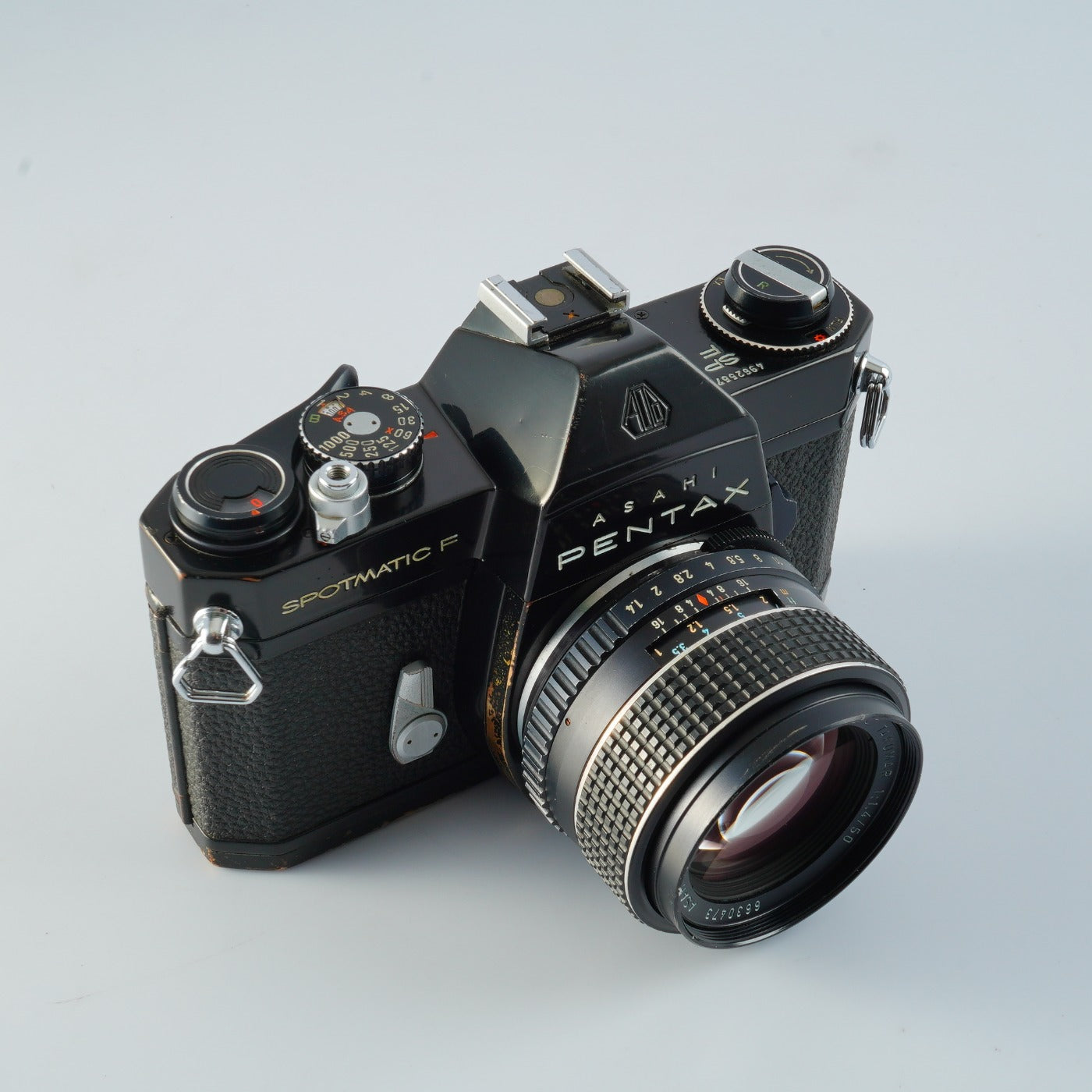 【Serviced & Tested】 PENTAX F SPF BLACK + SMC TAKUMAR 50mm F/1.4 MF フィルム一眼レフカメラ