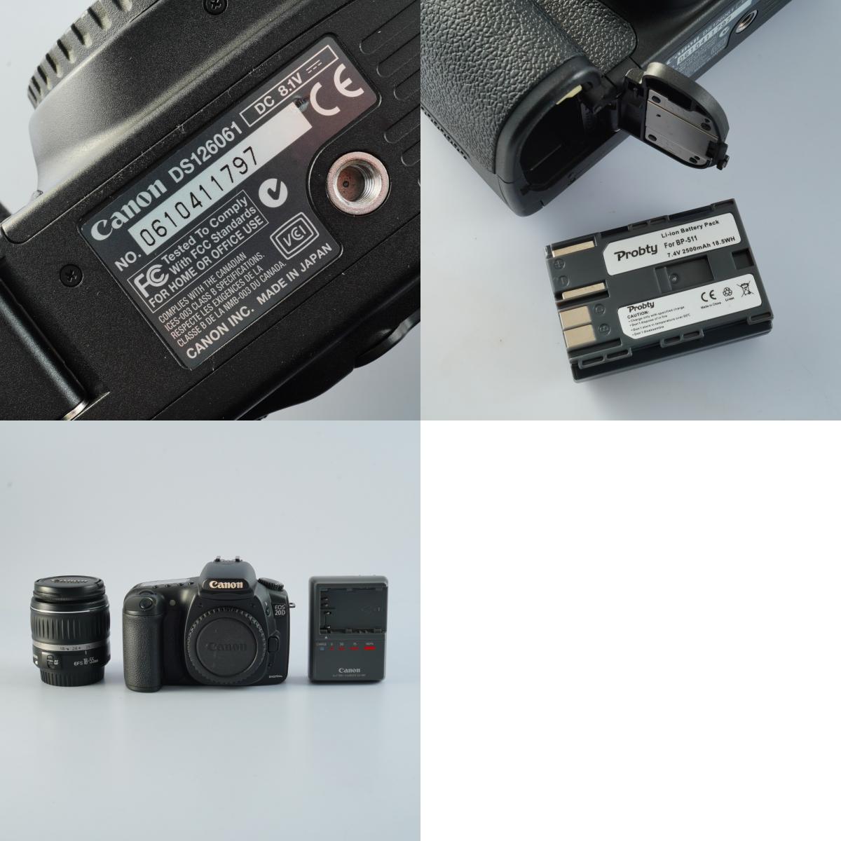 Canon EOS 20D + EF-S 18-55mm F/3.5-5.6Ⅱ USM + CF 2GB デジタル一眼レフカメラ