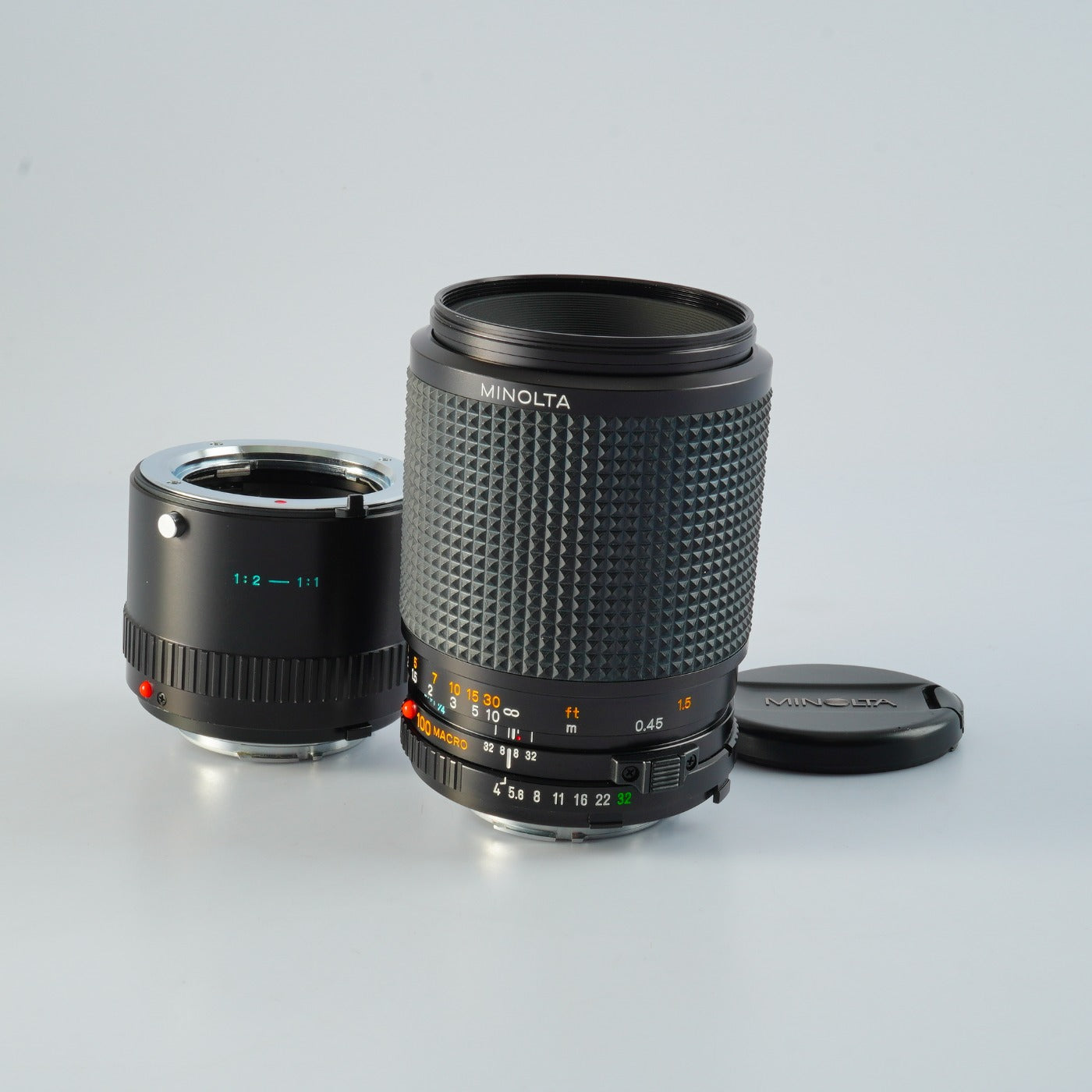 MINOLTA MD MACRO 100mm F/4 + 1:2-1:1 Extension Tube Prime Lens