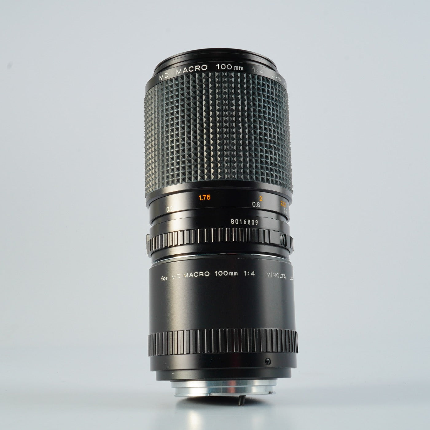 MINOLTA MD MACRO 100mm F/4 + 1:2-1:1 Extension Tube Prime Lens