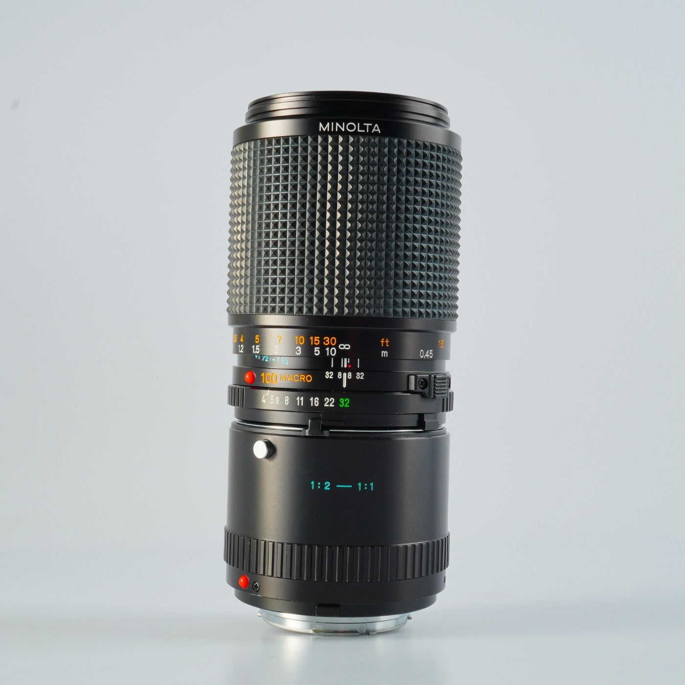 MINOLTA MD MACRO 100mm F/4 + 1:2-1:1 Extension Tube Prime Lens