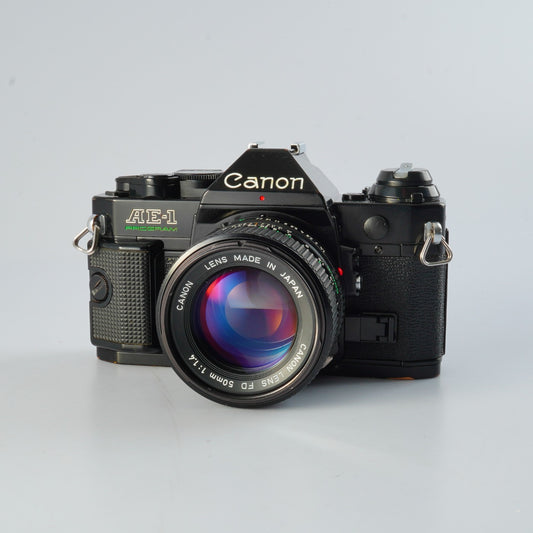 【CLA’d】 Canon AE-1 Program Black + NEW FD 50mm F/1.4 MF フィルム一眼レフカメラ