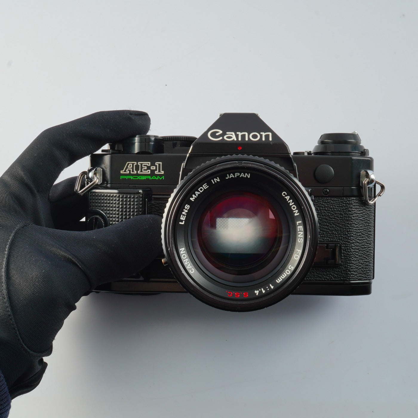 【CLA’d】 Canon AE-1 Program Black + FD 50mm F/1.4 S.S.C. MF フィルム一眼レフカメラ