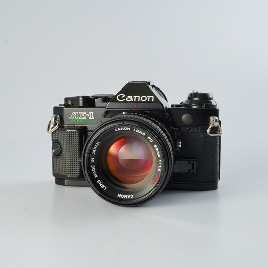 【CLA’d】 Canon AE-1 Program Black + FD 50mm F/1.4 S.S.C. "O" MF フィルム一眼レフカメラ