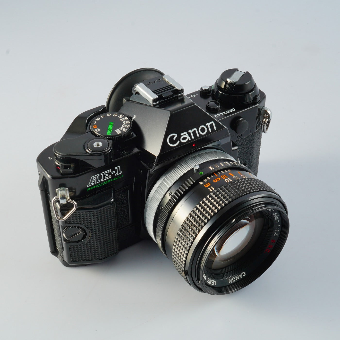 【CLA’d】 Canon AE-1 Program Black + FD 50mm F/1.4 S.S.C. "O" MF フィルム一眼レフカメラ