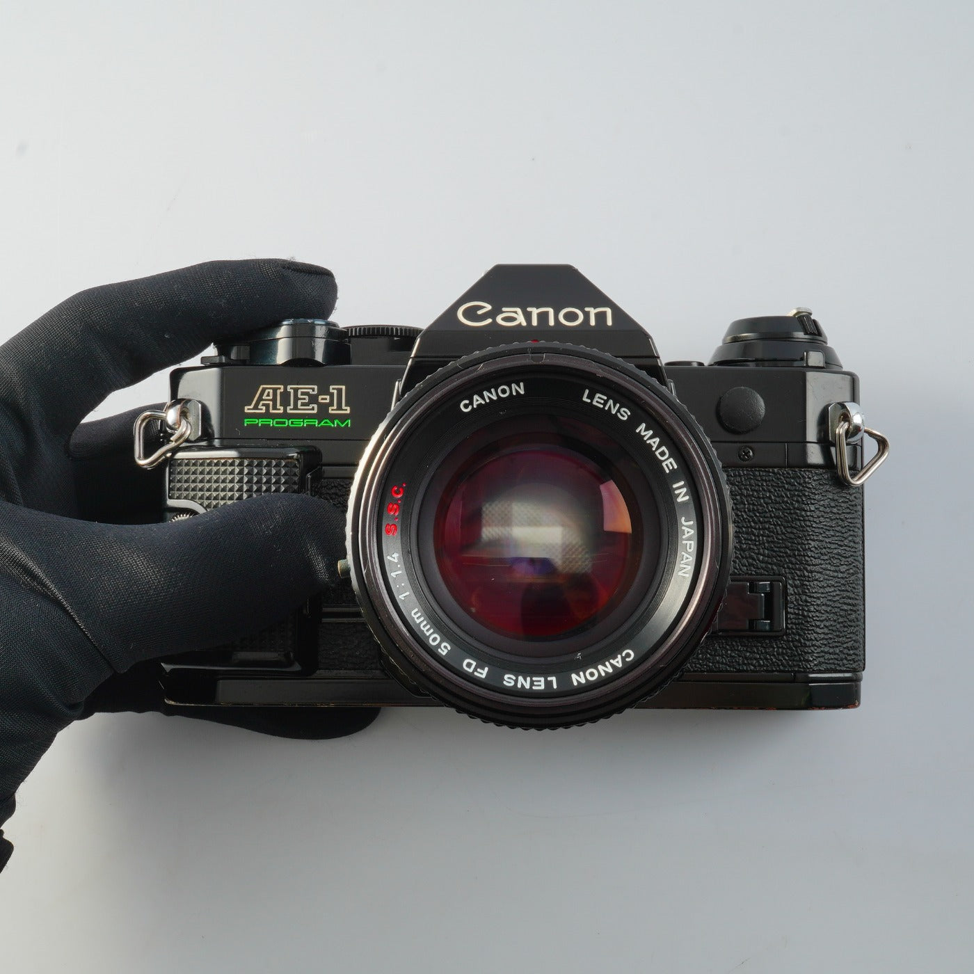 【CLA’d】 Canon AE-1 Program Black + FD 50mm F/1.4 S.S.C. MF フィルム一眼レフカメラ