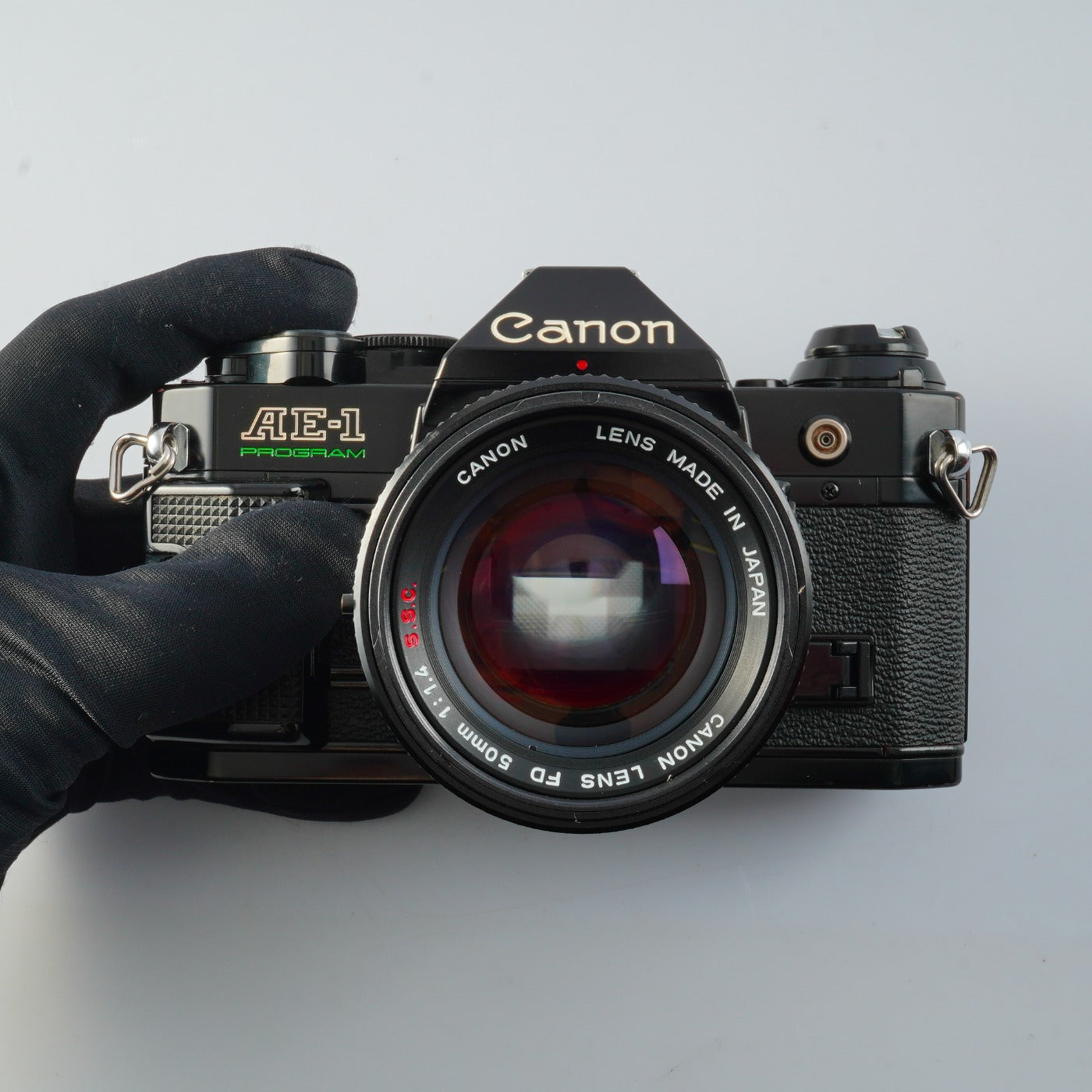 【CLA’d】 Canon AE-1 Program Black + FD 50mm F/1.4 S.S.C. MF フィルム一眼レフカメラ
