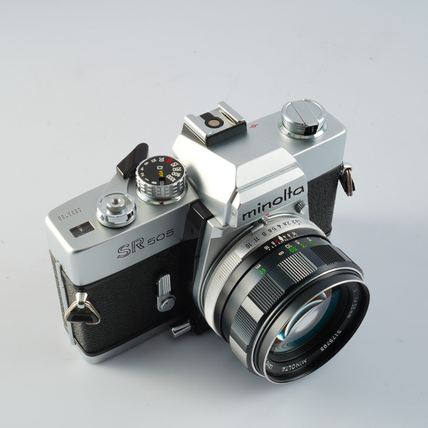 MINOLTA SR 505 Silver + MC Rokkor-PF 58mm F/1.4 MF フィルム一眼レフカメラ