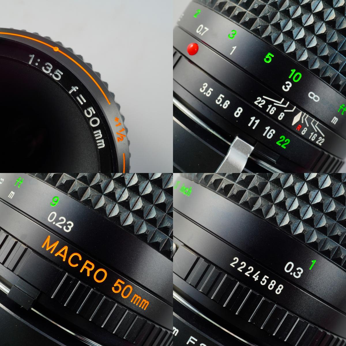 MINOLTA MD MACRO ROKKOR 50mm F/3.5 + 1:2-1:2 Extension Tube 単焦点レンズ