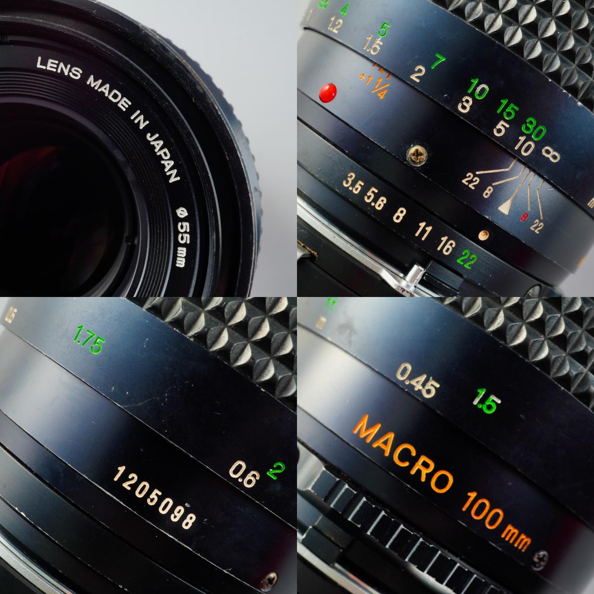 MINOLTA MD MACRO ROKKOR 100mm F/3.5 + 1:2-1:1 Extension Tube 単焦点レンズ