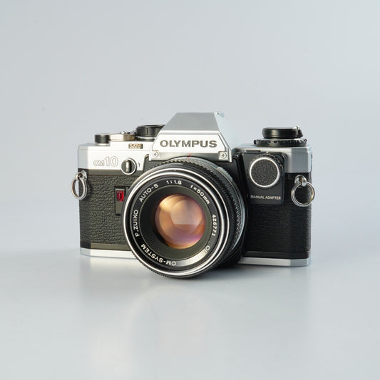 【SERVICED】 OLYMPUS OM-10+ F. ZUIKO AUTO-S 50mm F1.8 + Manual Adapter MF フィルム一眼レフカメラ