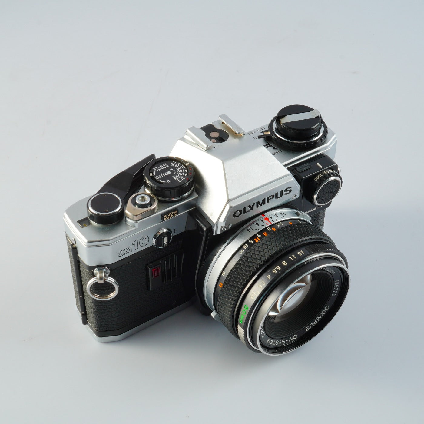 【SERVICED】 OLYMPUS OM-10+ F. ZUIKO AUTO-S 50mm F1.8 + Manual Adapter MF フィルム一眼レフカメラ