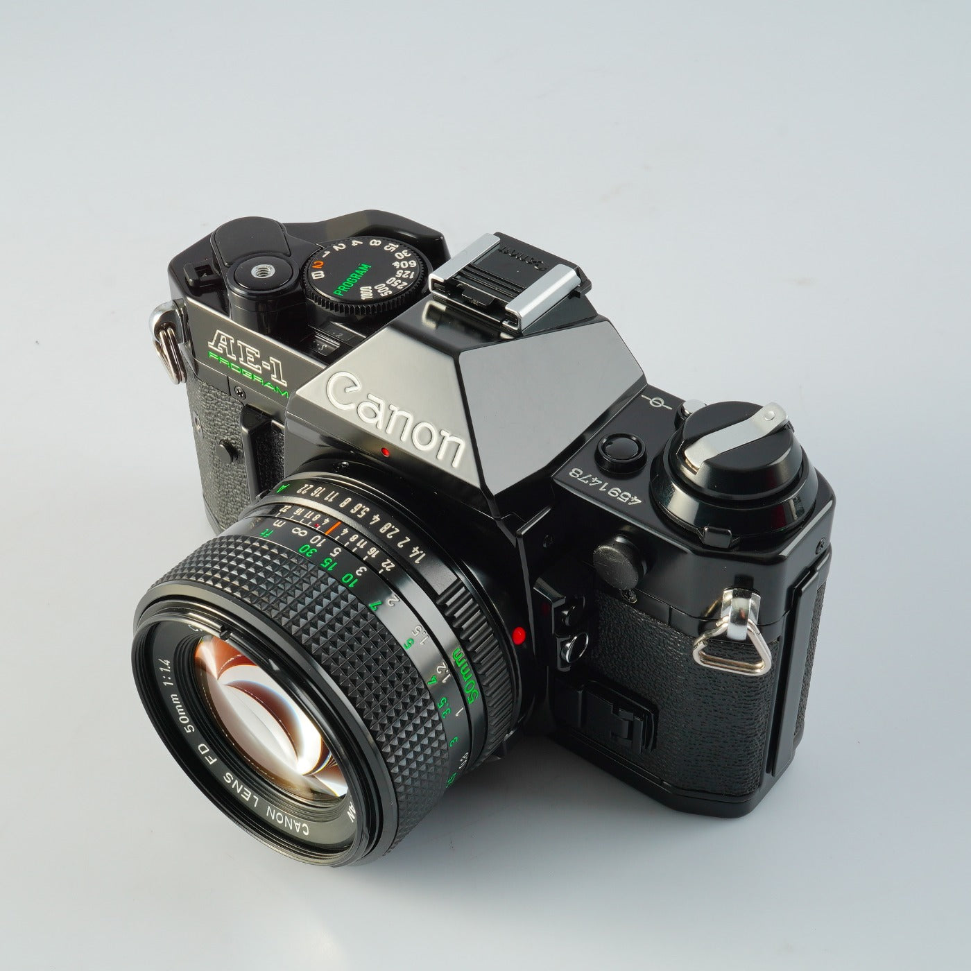 【CLA’d】 Canon AE-1 Program Black + New FD 50mm F/1.4 MF フィルム一眼レフカメラ