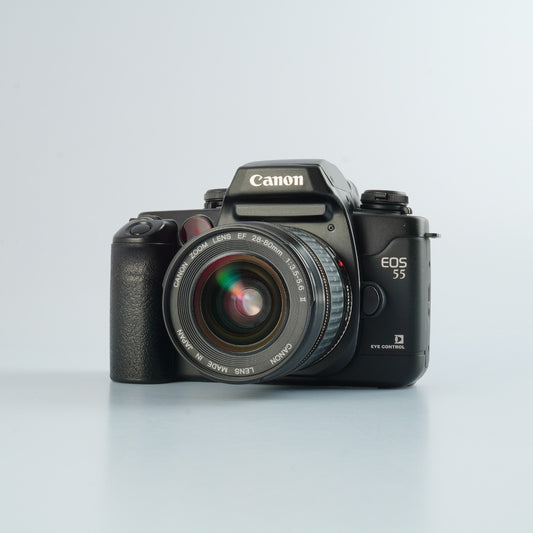 Canon EOS 55 (ELAN II) Black ＋ EF 28-80mm F/3.5-5.6 Ⅱ USM AF フィルム一眼レフカメラ