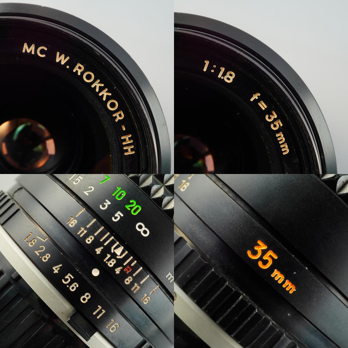 【Serviced】 MINOLTA MC W.ROKKOR HH 35mm F/1.8 単焦点レンズ