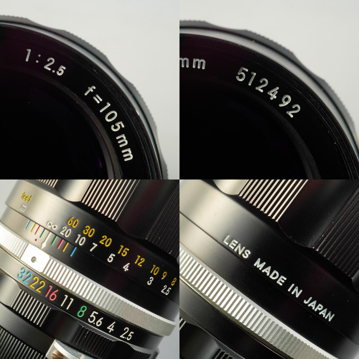 【Serviced】 Nikon 非Ai NIKKOR-P.C Auto 105mm F/2.5 単焦点レンズ