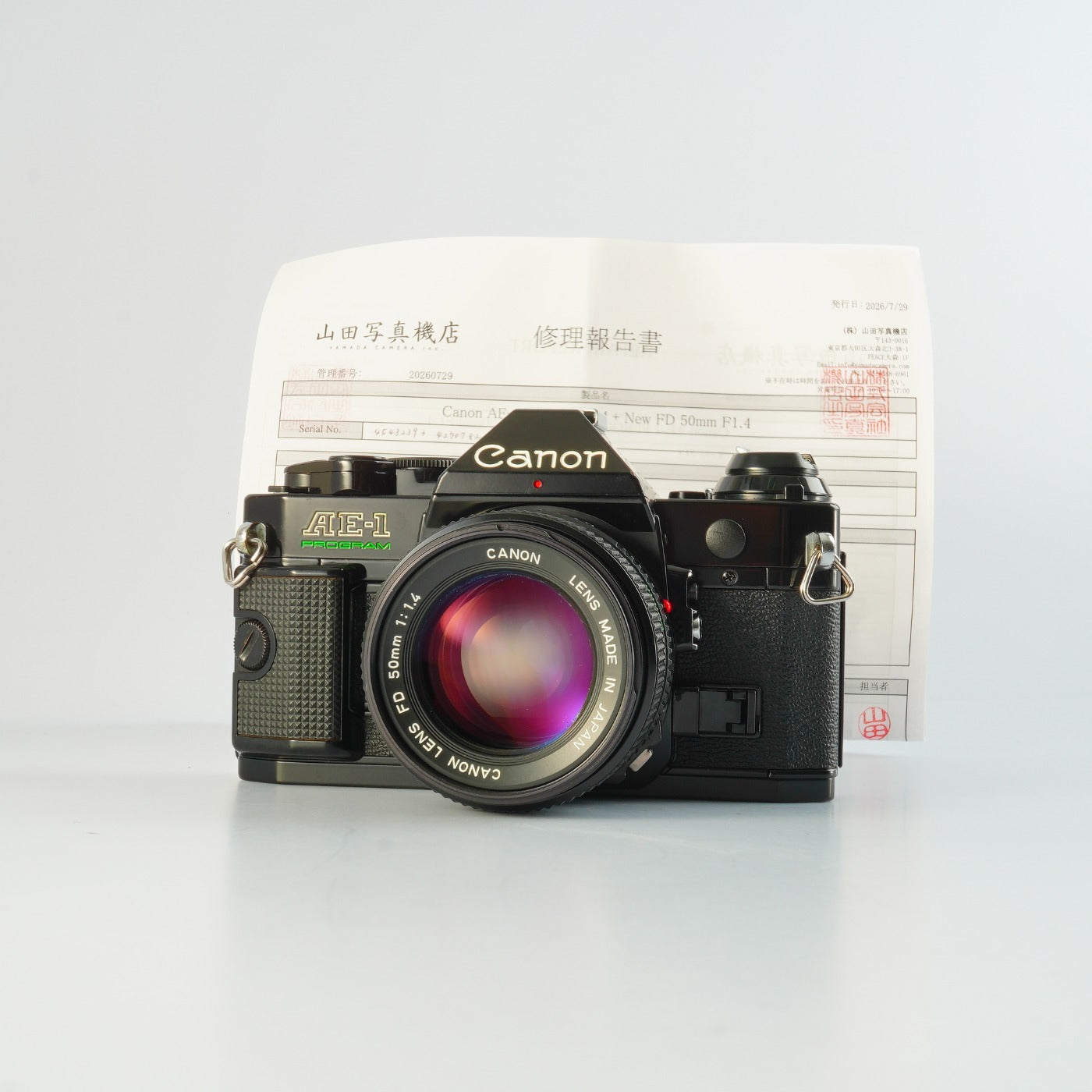 【Serviced】 Canon AE-1 Program Black + New FD 50mm F/1.4 MF フィルム一眼レフカメラ