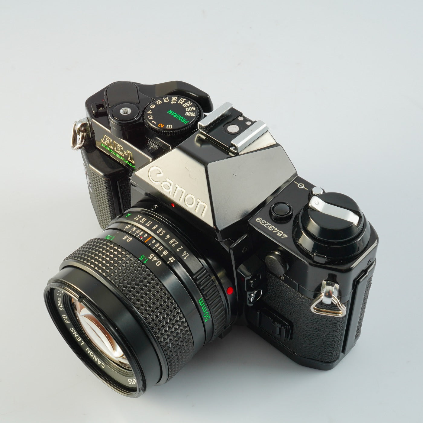 【Serviced】 Canon AE-1 Program Black + New FD 50mm F/1.4 MF フィルム一眼レフカメラ
