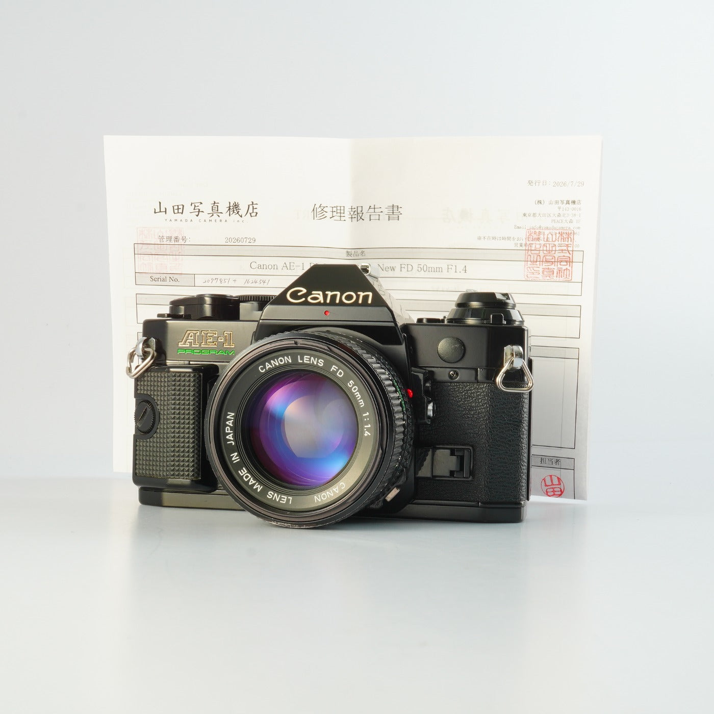 【Serviced】 Canon AE-1 Program Black + New FD 50mm F/1.4 MF フィルム一眼レフカメラ