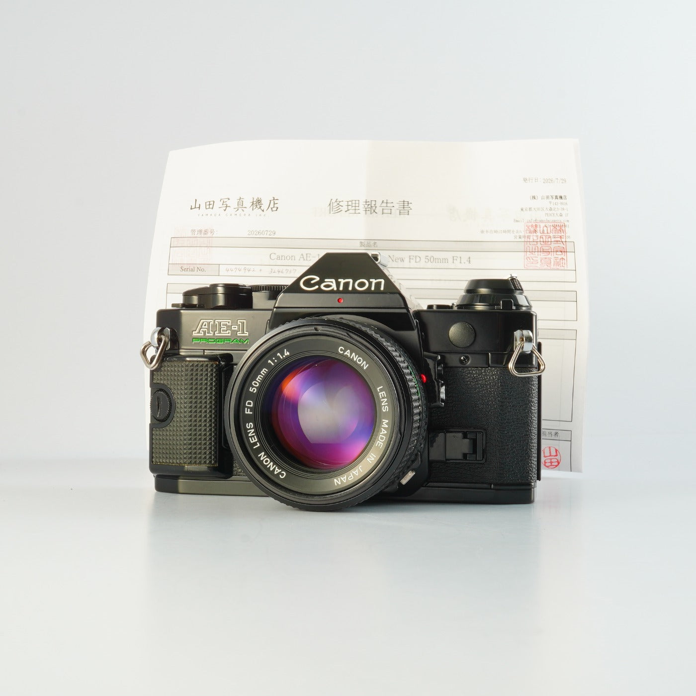 【Serviced】 Canon AE-1 Program Black + New FD 50mm F/1.4 MF フィルム一眼レフカメラ