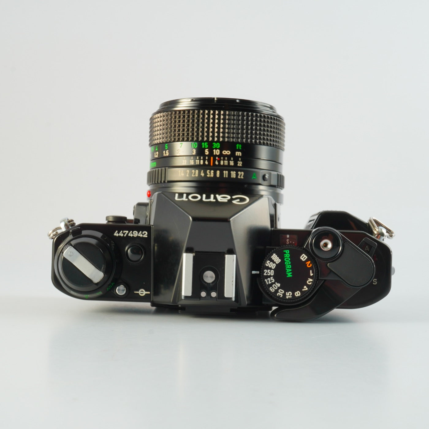 【Serviced】 Canon AE-1 Program Black + New FD 50mm F/1.4 MF フィルム一眼レフカメラ