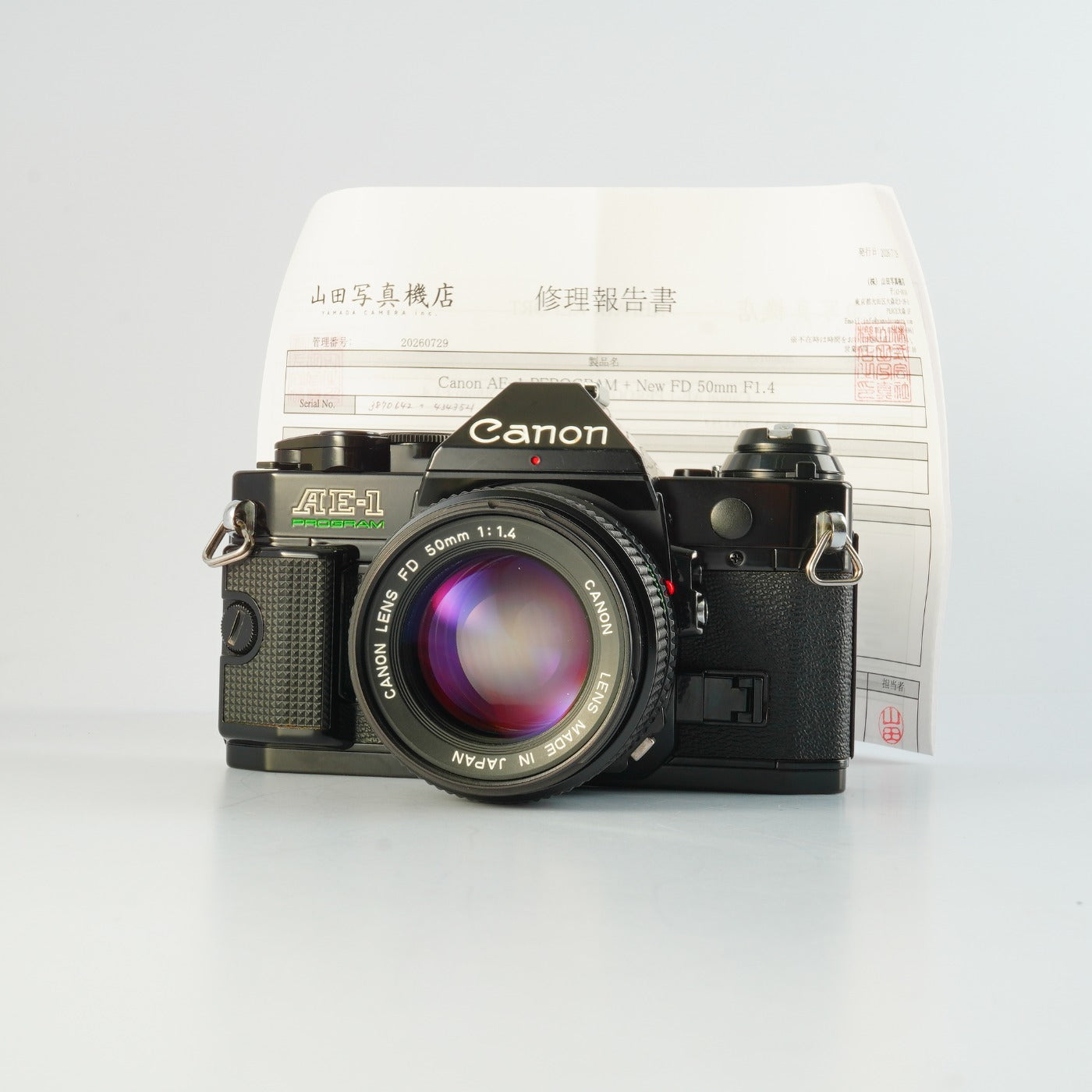 【Serviced】 Canon AE-1 Program Black + New FD 50mm F/1.4 MF フィルム一眼レフカメラ