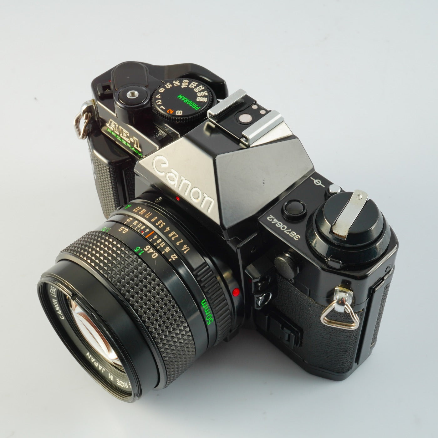 【Serviced】 Canon AE-1 Program Black + New FD 50mm F/1.4 MF フィルム一眼レフカメラ