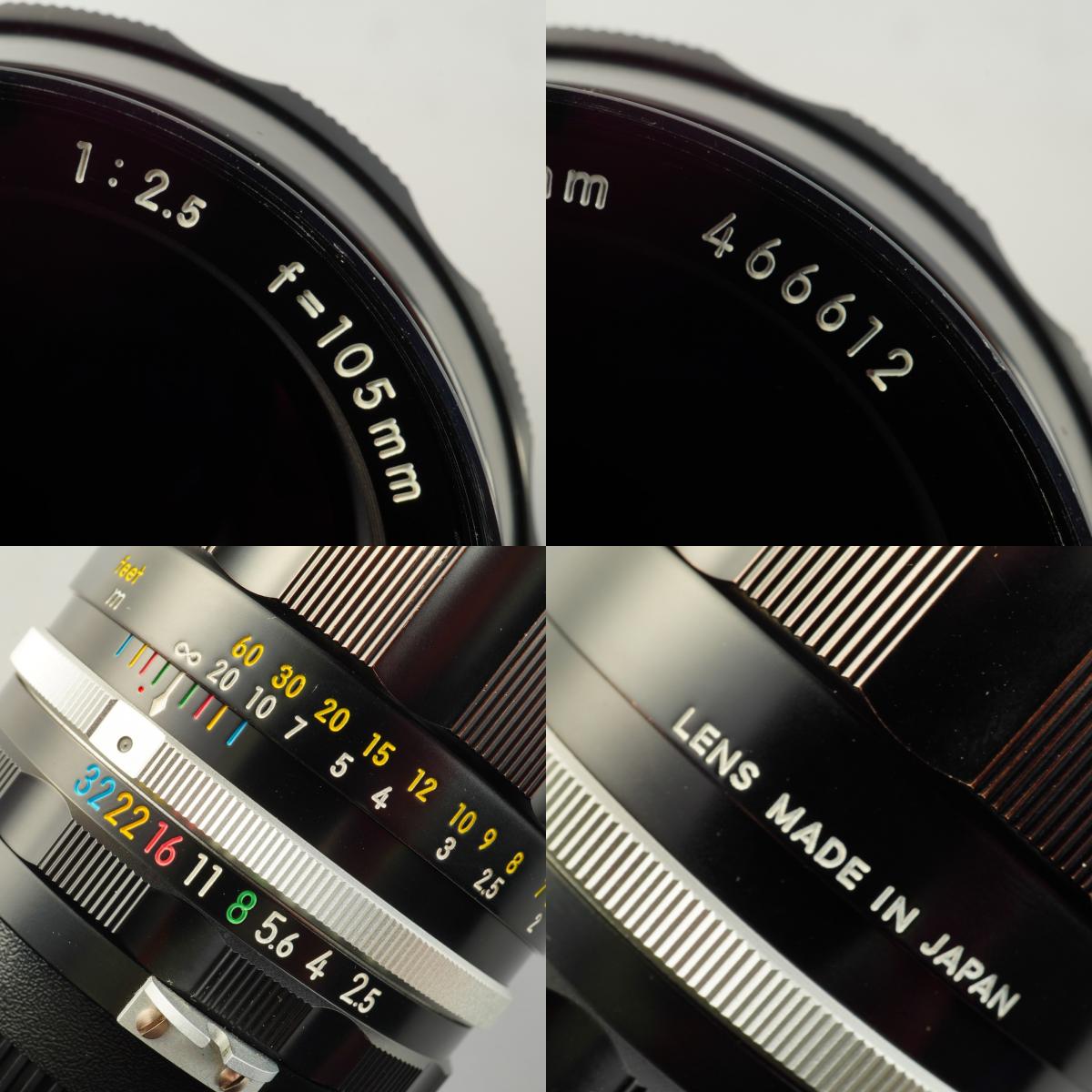 【Serviced】 Nikon 非Ai NIKKOR-P Auto 105mm F/2.5 単焦点レンズ