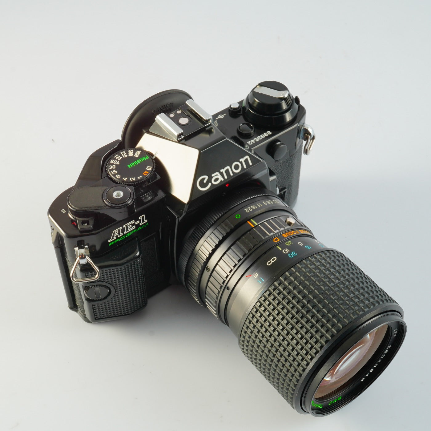 【Serviced】 Canon AE-1 Program Black + RMC Tokina 35-105mm F/3.5-4.3 MF フィルム一眼レフカメラ