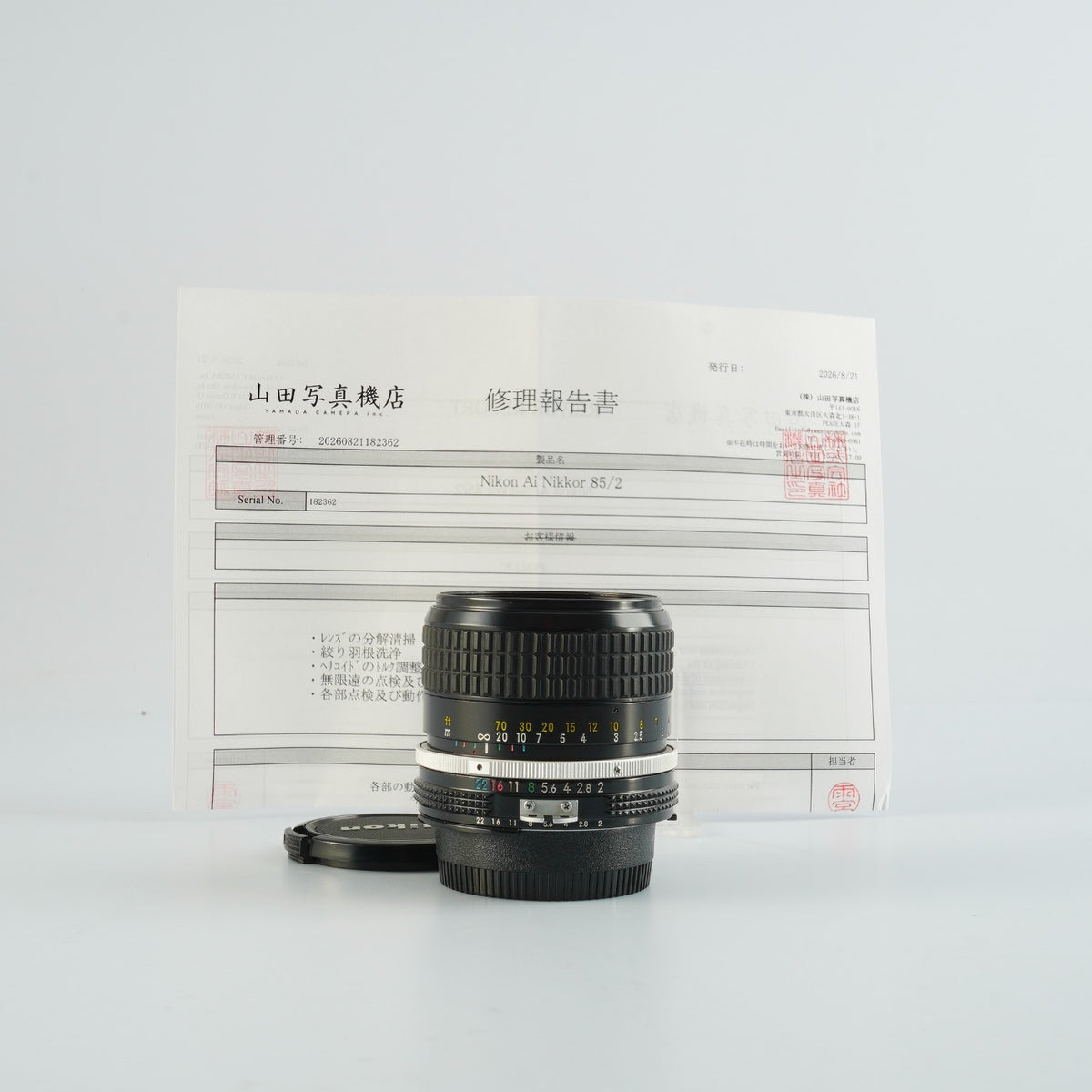 【Serviced】 Nikon Ai NIKKOR 85mm F/2 単焦点レンズ