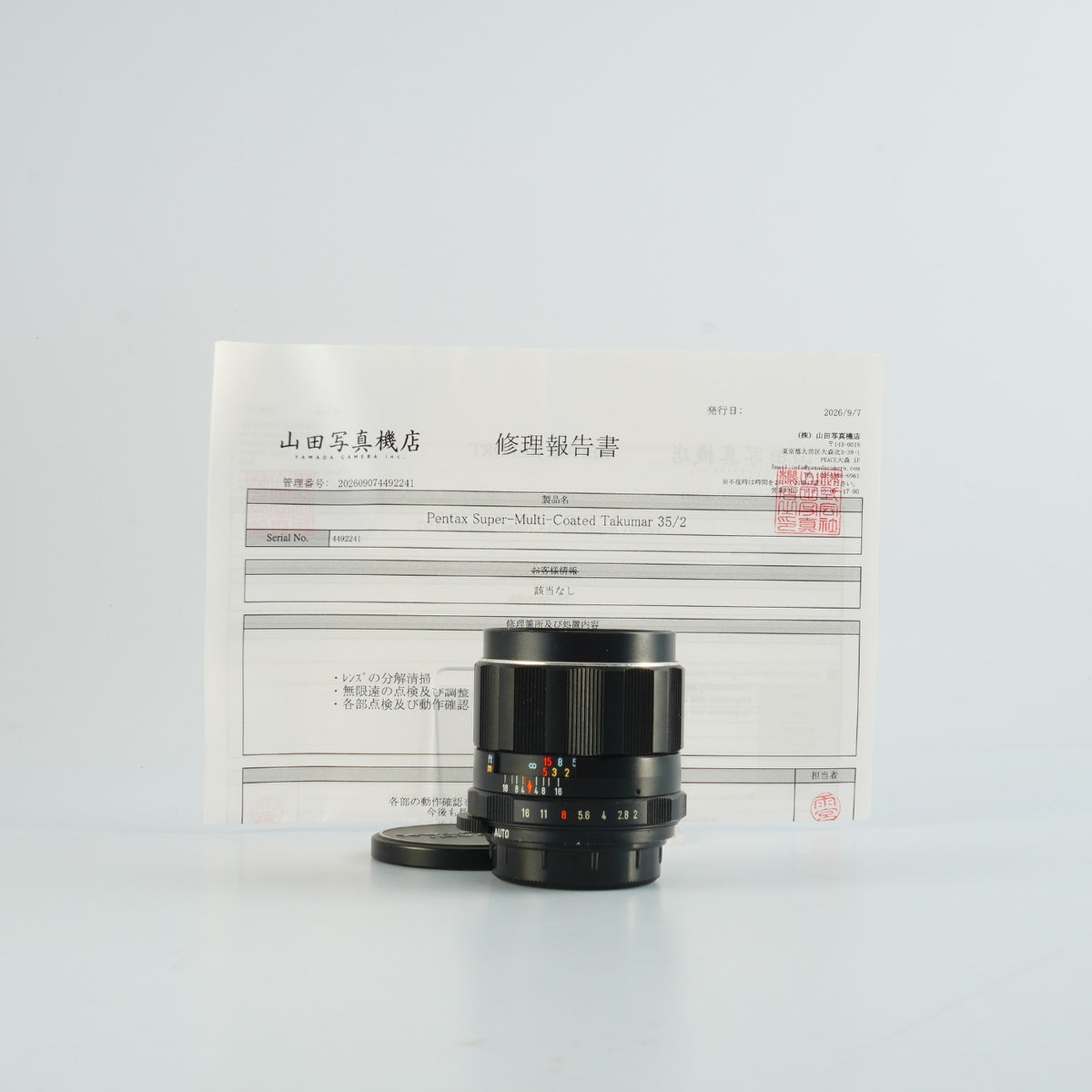 【Serviced】 PENTAX Super-Multi-Coated TAKUMAR 35mm F/2 (M42用) 単焦点レンズ